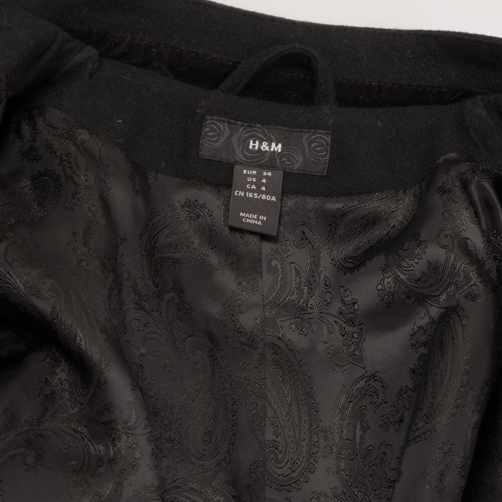 H&M Black Wool Military Button Jacket Size 4 - Picture 5 of 6